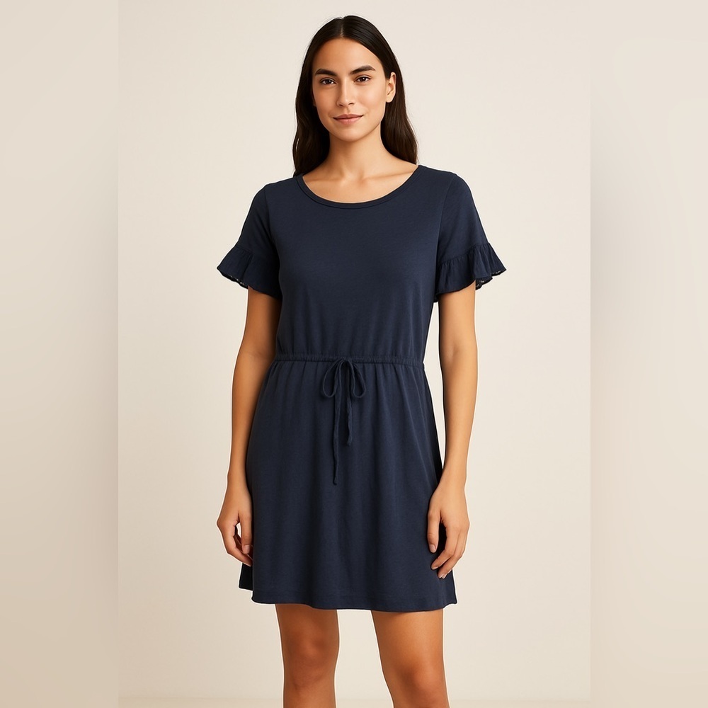 Velvet by Graham & Spencer Navy Flutter Sleeve Dress Size S